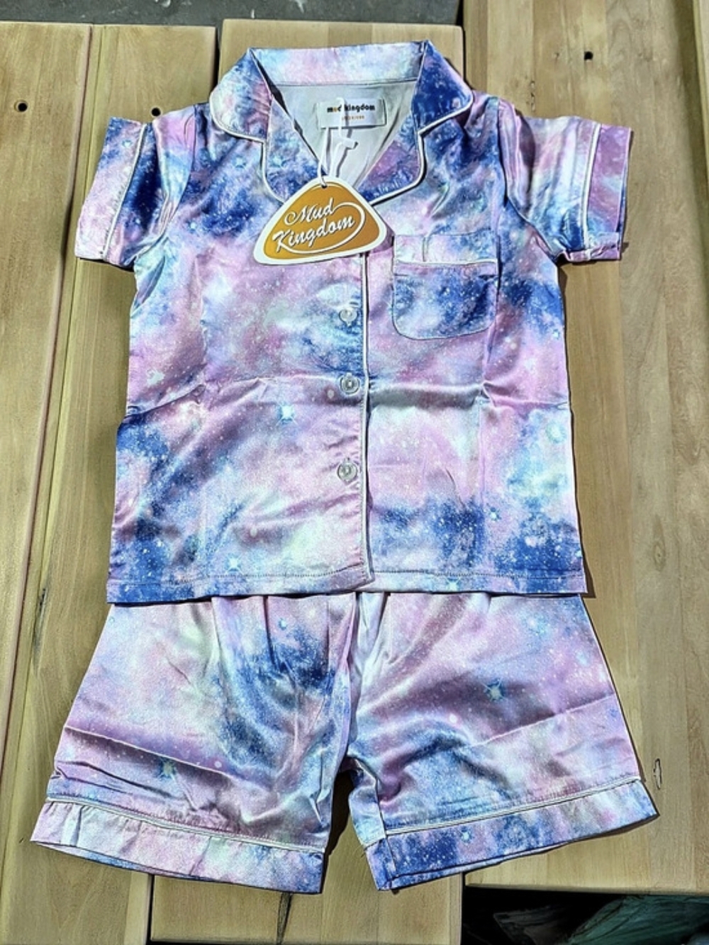 Kids Galaxy Satin Pajama Set Pink & Blue Girls 3T